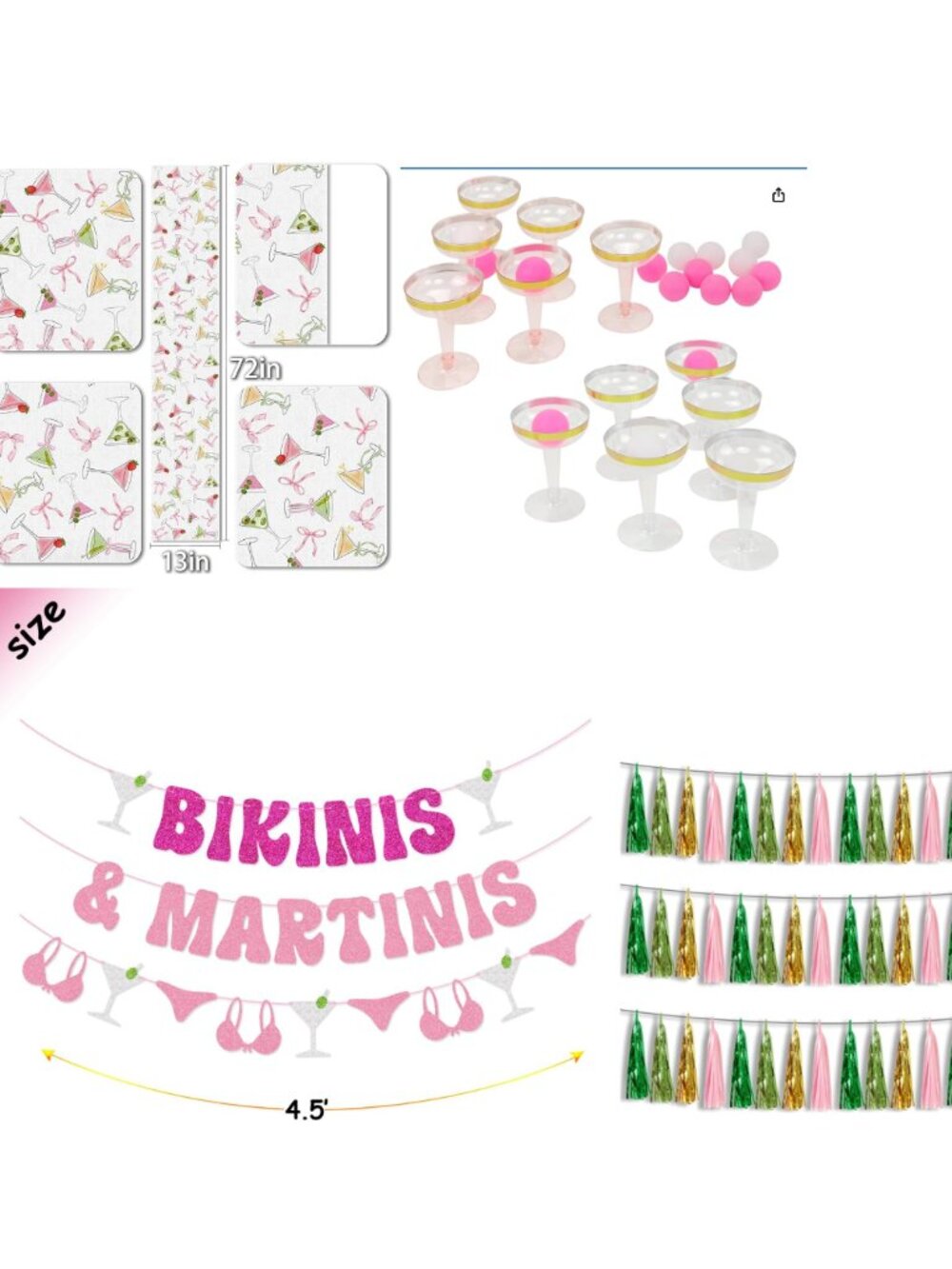 Bikinis & Martinis Bachelorette Theme Decor Bundle